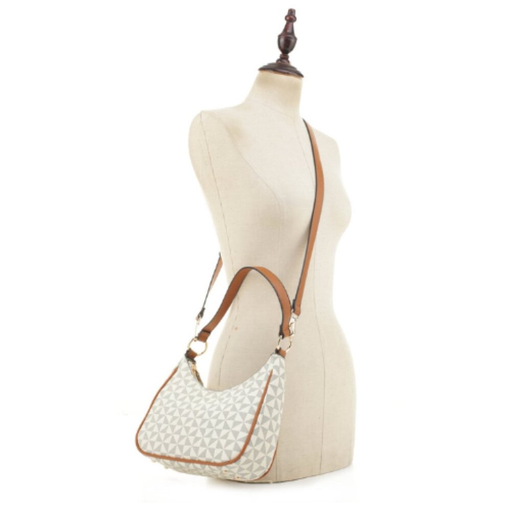 2 in 1 Geometric Monogrammed Crossbody Shoulder Bag Set